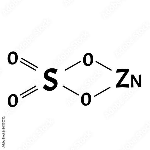 Zinc sulfate is a molecular chemical formula. Zinc infographics. Vector illustration on isolated background.