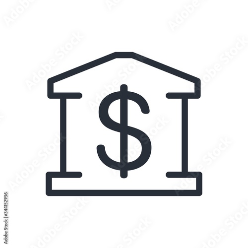 Financial institution. Using banks, credit unions. Vector icon isolated on white background.