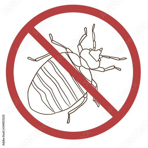 ban sign in a a circle no bed bug vector illustration for insecticides