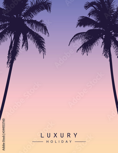 luxury holiday palm tree silhouette background vector illustration EPS10