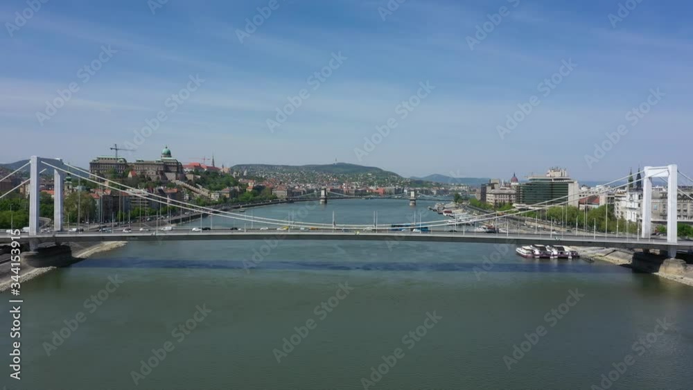Drone flies over the Erzsebet Bridge in Budapest, Hungary
Nice weather in spring afternoon Drone flies over the Erzsebet Bridge in Budapest, Hungary
Nice weather in spring afternoon