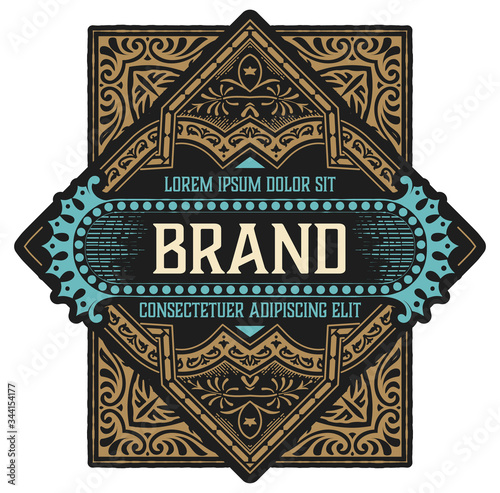 Vintage label with gin liquor design
