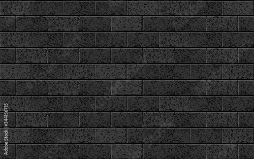 Realistic Vector brick wall seamless pattern. Black textured brick background for print, paper, design, decor, photo background texture