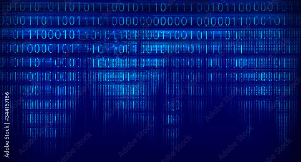 Digital code on a dark blue background - image related to computers and information technology.