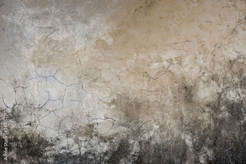 Background of an old, dirty, white brick wall with peeling plaster, painted walls, texture