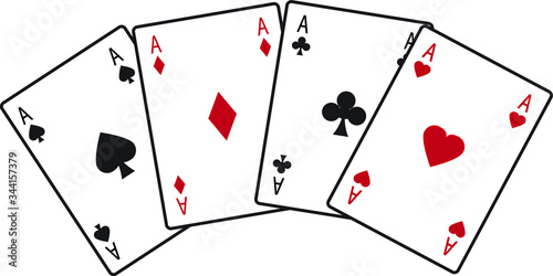 Ace card vector icon set, hearts, spades, clubs and diamonds