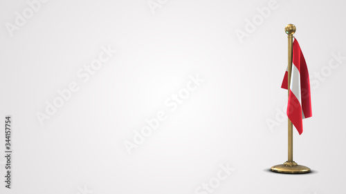Austria realistic 3D flag illustration on golden flagpole.