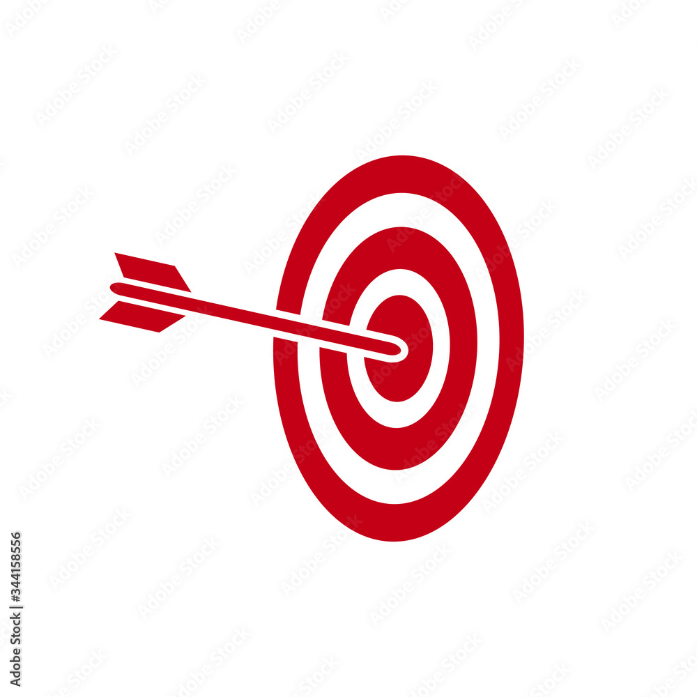 Archery arrow in target, bulls eye vector icon simple design Archery arrow in target, bulls eye vector icon simple design