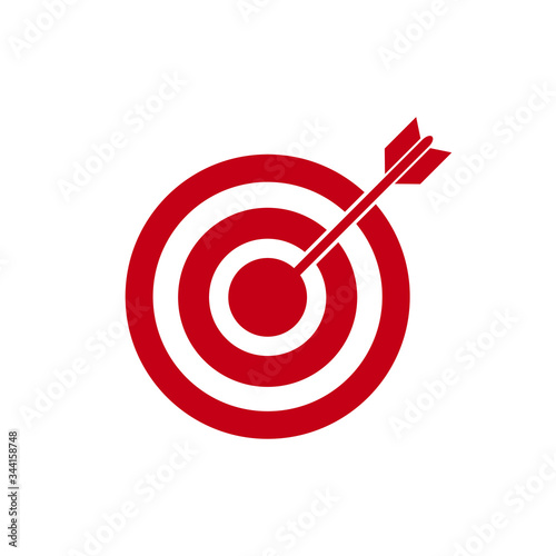 Archery arrow in target, bulls eye vector icon simple design