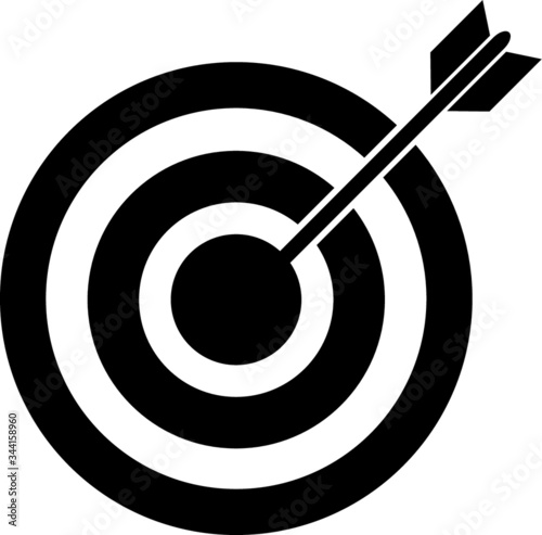 Archery arrow in target, bulls eye vector icon simple design