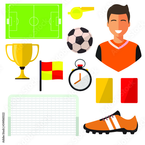 Set of icons, football player on white background. Vector illustration