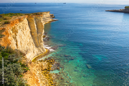 Beautiful cliffs near Marsaxlokk, Malta photo