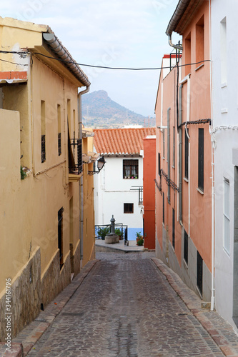 on the cosy narrow street in the medieval old town of sagunto, Spain