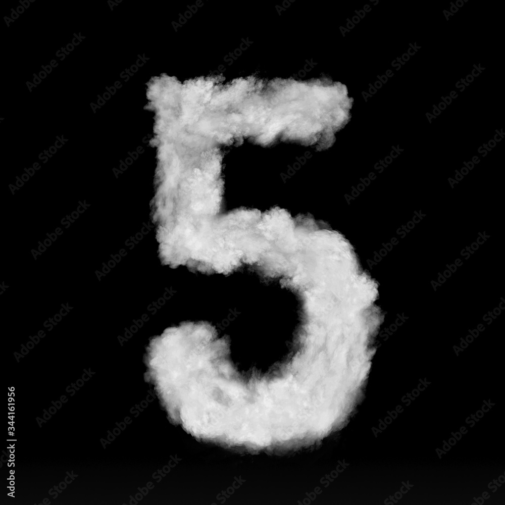 Figure five made from white clouds on a black background. Figure five made from white clouds on a black background.