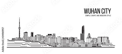 Cityscape Building Abstract Simple shape and modern style art Vector design - Wuhan city