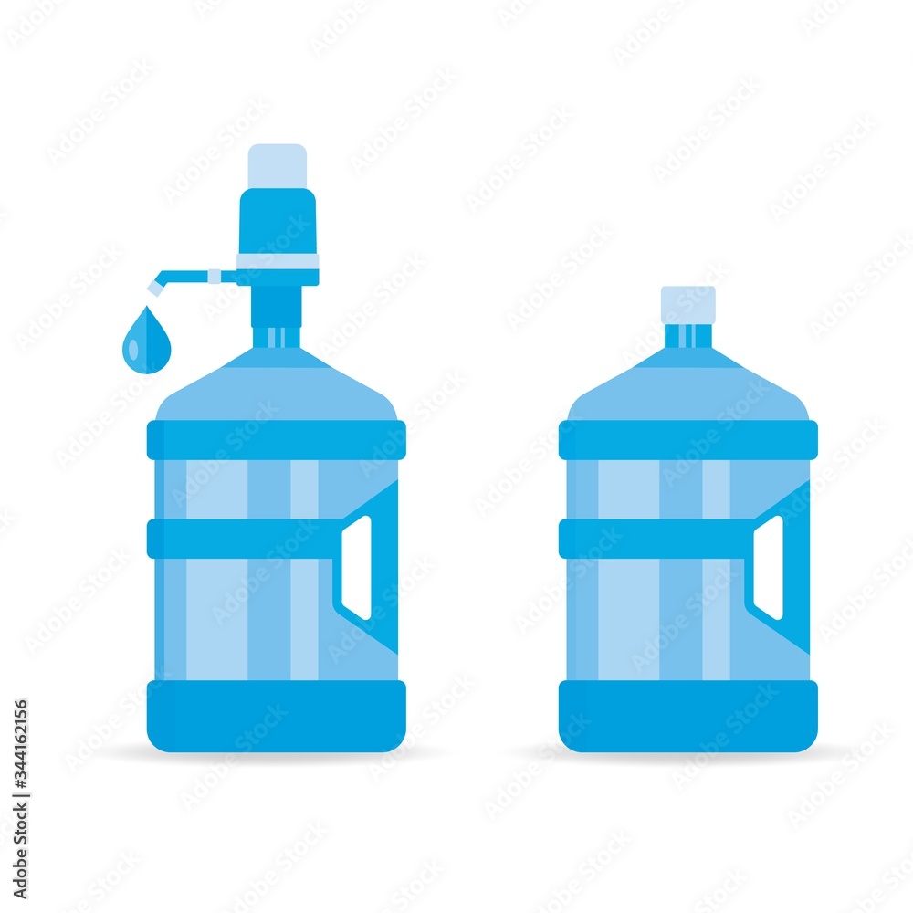 Distilled purified water in a big bottle with hand pump and a cap. Flat style vector illustration. Distilled purified water in a big bottle with hand pump and a cap. Flat style vector illustration.