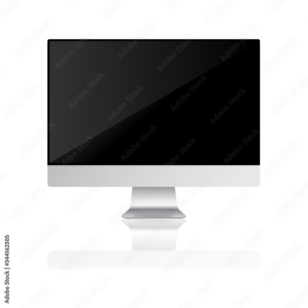 omputer monitor and display with shadow, realistic front view. Vector omputer monitor and display with shadow, realistic front view. Vector