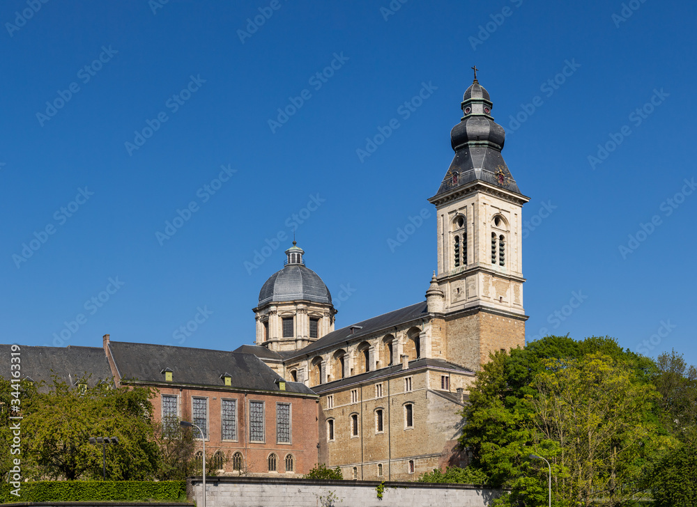 Ghent, Belgium - April 26, 2020: The Sint Pieterskerk or Our Lady of Saint Peter Church seen from behind