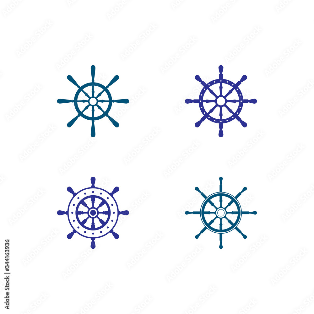 Set of Ship wheel steering symbol vector icon illustration Set of Ship wheel steering symbol vector icon illustration