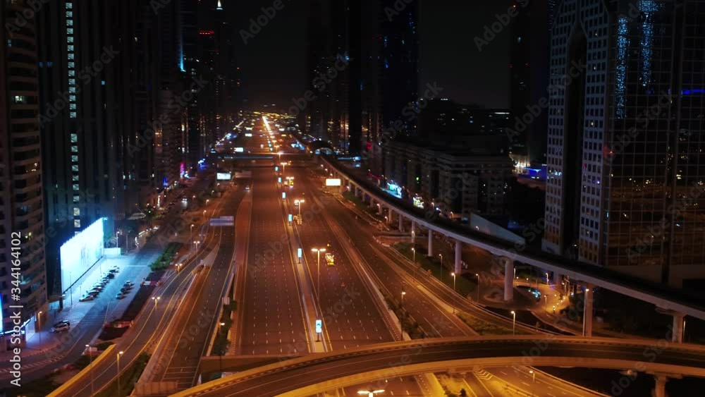 Aerial view of empty streets in Dubai, United Arab Emirates Aerial view of empty streets in Dubai, United Arab Emirates