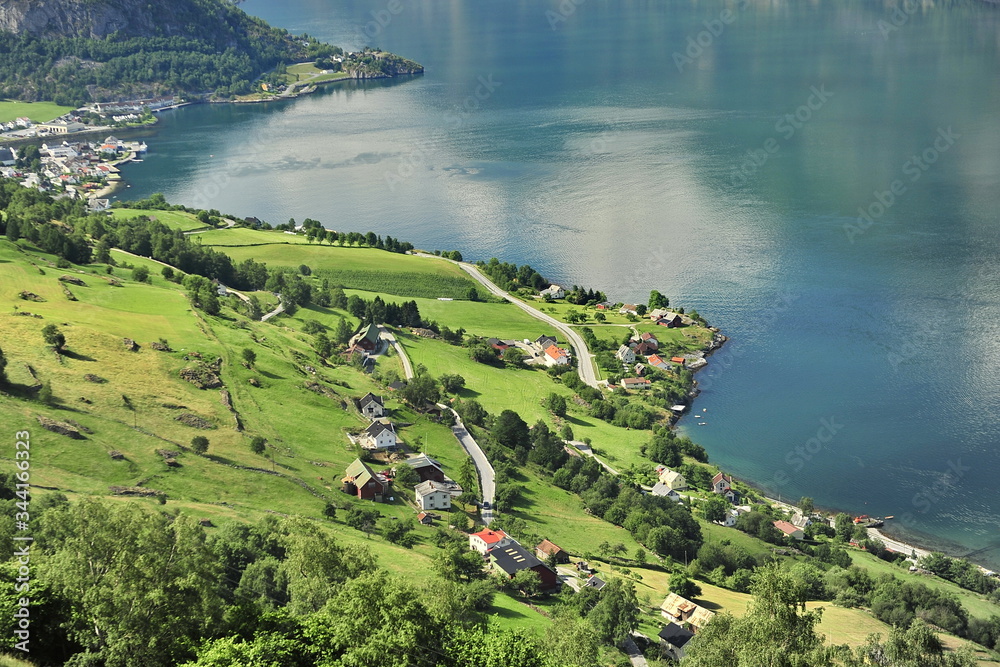 Residential buildings on the fjord in Norway.