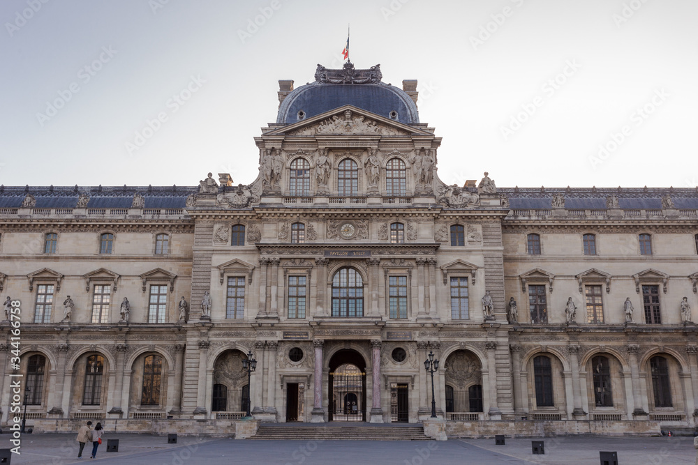 Paris, France. Europe - November 2, 2018: Outside the Louvre on a clear morning