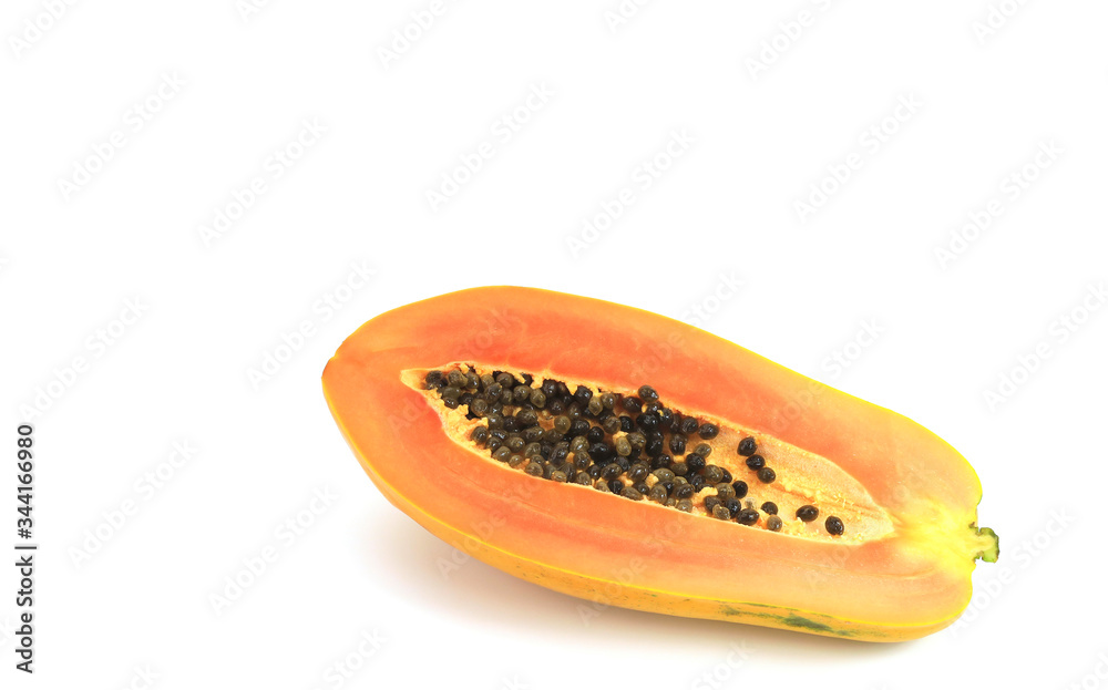 Slice ripe papaya isolated on the white background. Slice ripe papaya isolated on the white background.