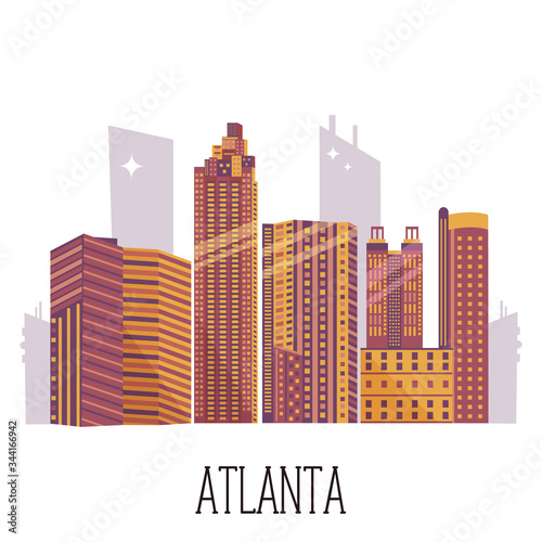 Tourist poster  banner with skyline of Atlanta