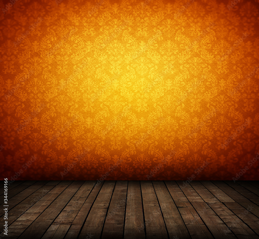 dark interior room with baroque wallpaper dark interior room with baroque wallpaper