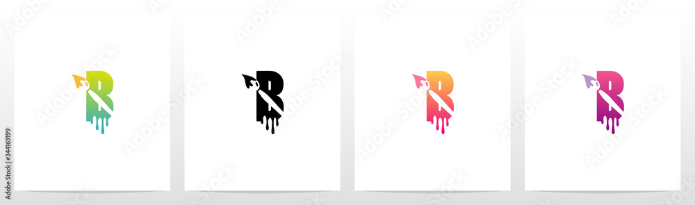 Painting Brush On Letter Logo Design B Painting Brush On Letter Logo Design B