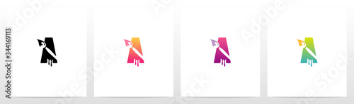 Painting Brush On Letter Logo Design A