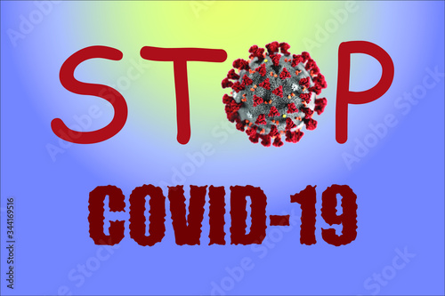 Vector image of COVID-19. Stock Image Stop COVID-19.