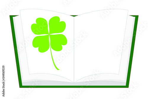 encyclopedia of plants vector, clover in open book. the herbarium concept