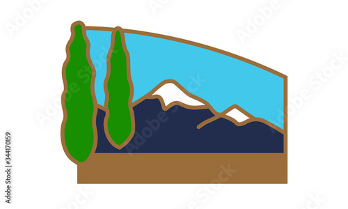 The logo of the Caucasian mountain landscape