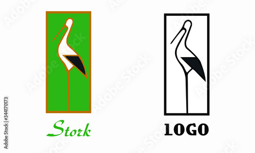 Logo white stork with black wing