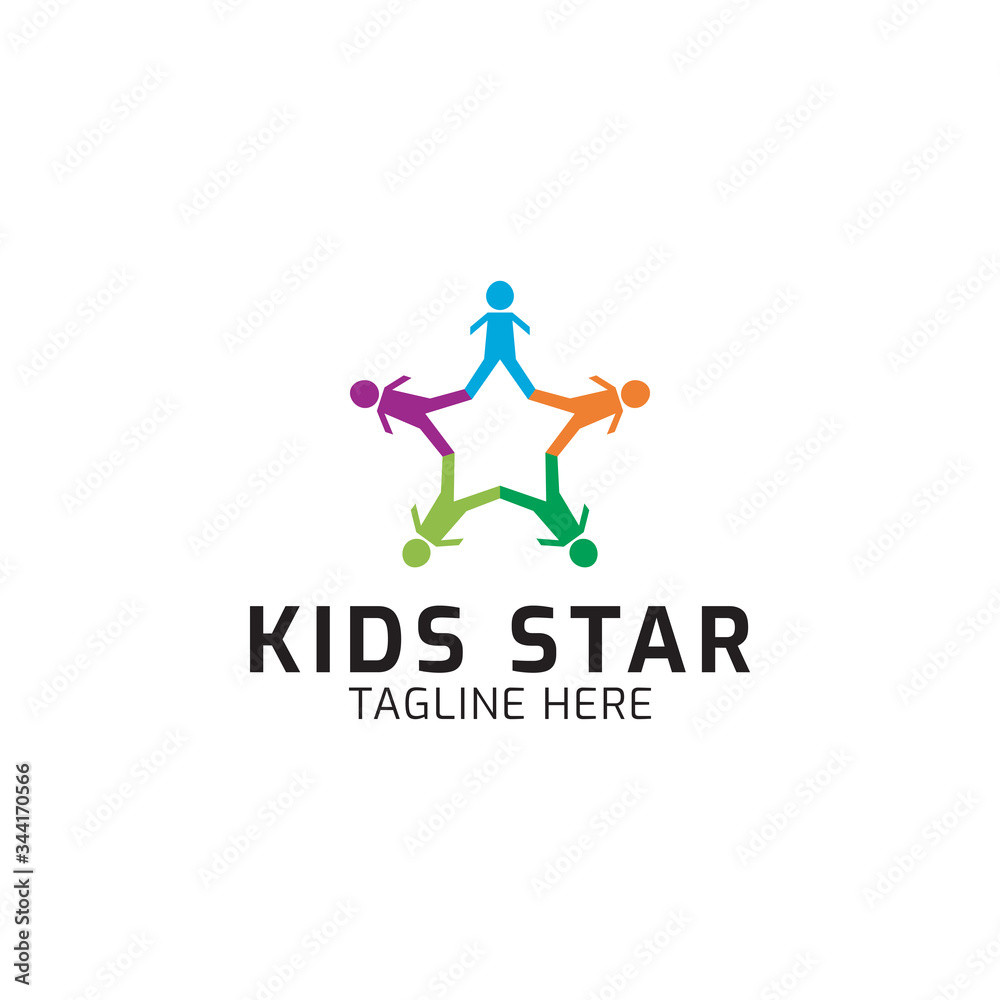 Kids star community logo icon. Vector illustration. Modern colorful design