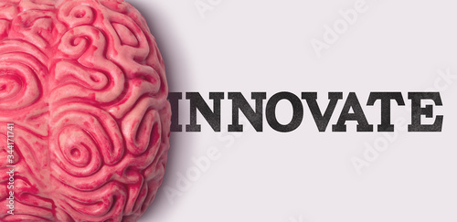 Innovate word next to a human brain model