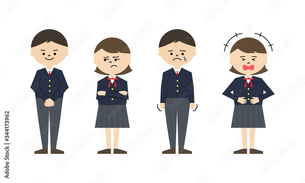 学生 喜怒哀楽 全身 学生 喜怒哀楽 全身