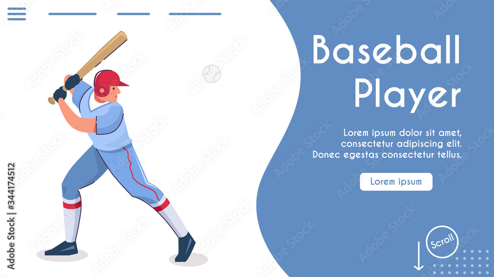 Vector banner template baseball player batter