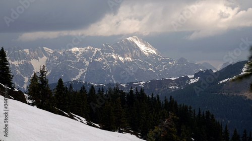 cloudy morning on the mountains in spring with view to the alps © Chamois huntress