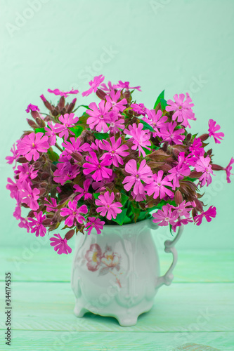 pink roses in a vase photo