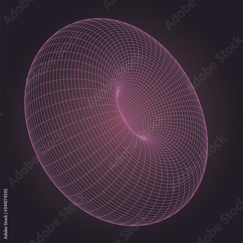 3D Wireframe tunnel. Perspective grid background. Vector illustration.