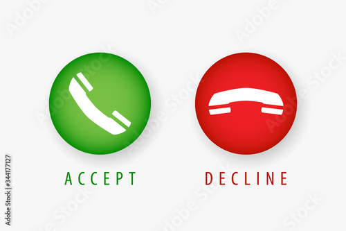 Accept and Decline phone call sign, symbol, icon. Vector illustration