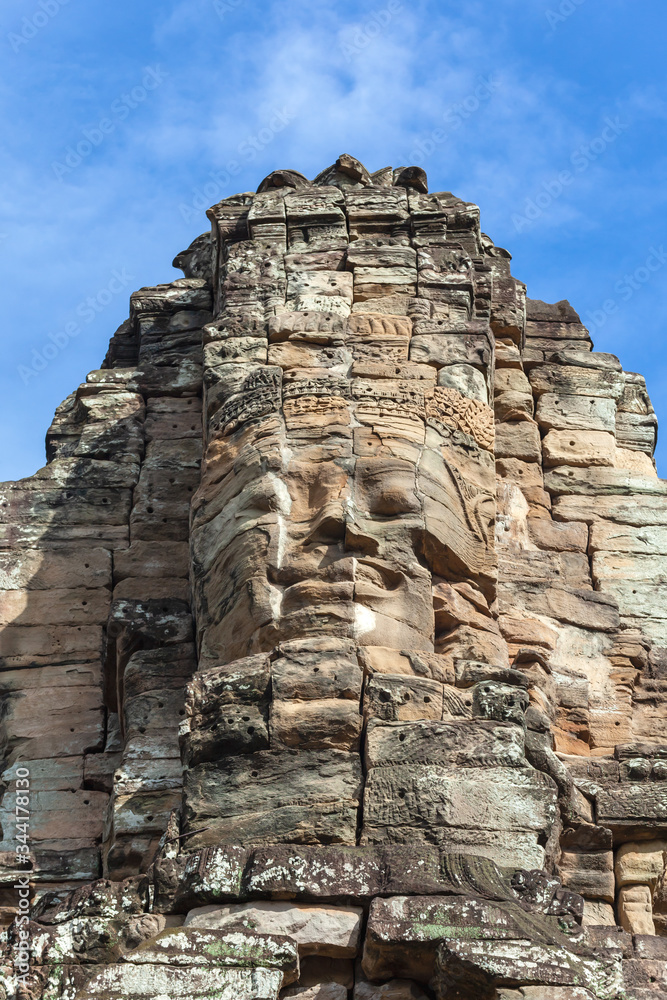  Stone faces  of Bayon Temple  Angkor  Cambodia