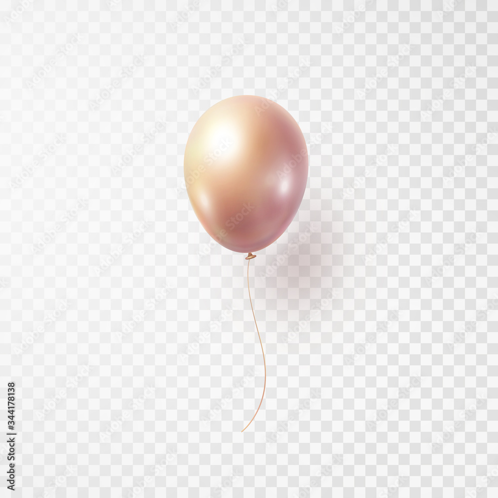Balloon isolated on transparent background. Vector realistic gold rose ...