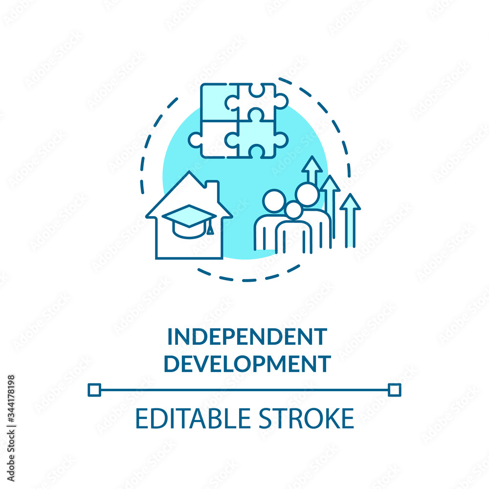 Independent development concept icon. Family relationship idea thin line illustration. Children education. Vector isolated outline RGB color drawing. Editable stroke