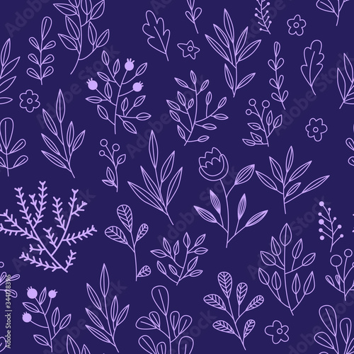 Texture with flowers and plants. Floral ornament. Original flowers pattern.