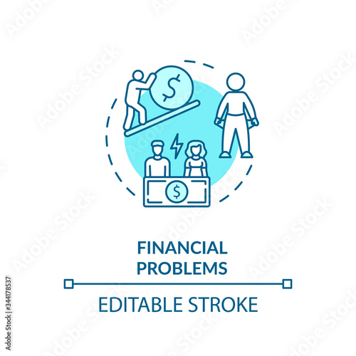 Financial problems concept icon. Lack of money idea thin line illustration. Economic crisis and unemployment. Bankruptcy and poverty. Vector isolated outline RGB color drawing. Editable stroke