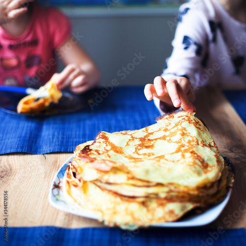 children with pancakes