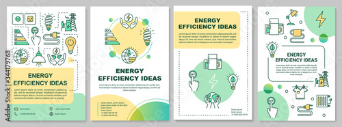 Energy saving ideas brochure template. Electricity economy. Flyer, booklet, leaflet print, cover design with linear icons. Vector layouts for magazines, annual reports, advertising posters photo